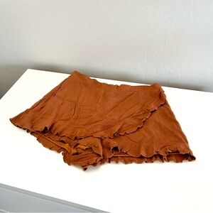 Altar’d State Ruffle Shorts Burnt Orange | Size Medium High Waisted Frilly